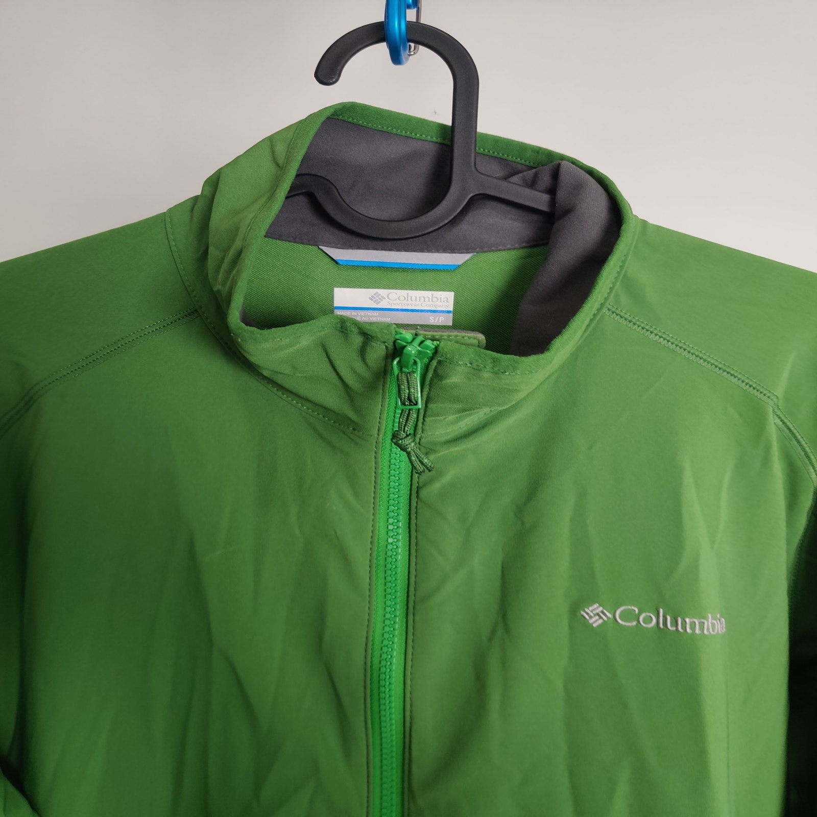 (V) Columbia Men jacket micro softshell water repellent green sz S  - Picture 6 of 11