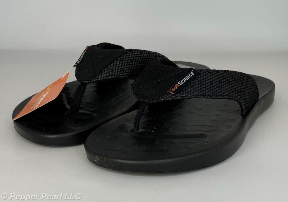 FLIP FLOP Thong Sandals Men's 8 Women's 10 Black Waterfall Mesh by Soft Science