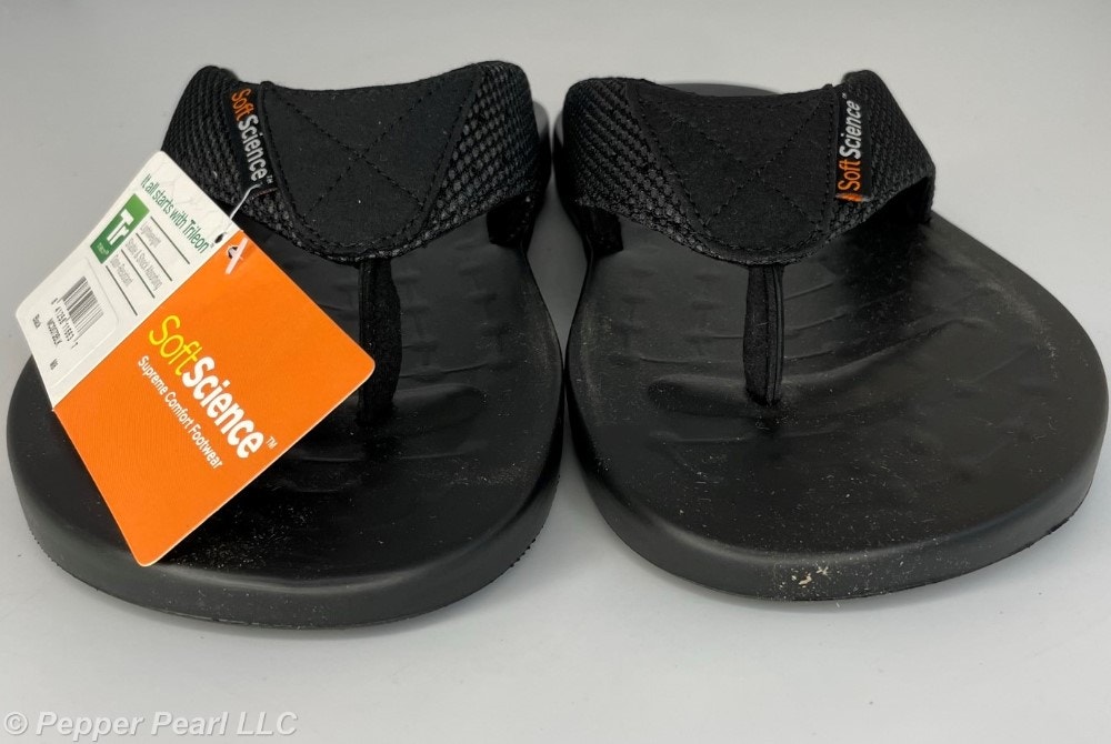 FLIP FLOP Thong Sandals Men's 8 Women's 10 Black Waterfall Mesh by Soft Science