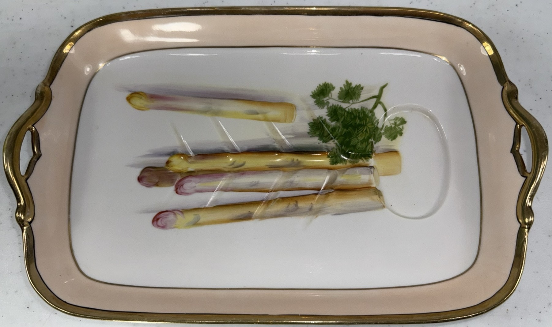 Nippon Porcelain Antique 12 Inch Serving Platter Asparagus and Parsley