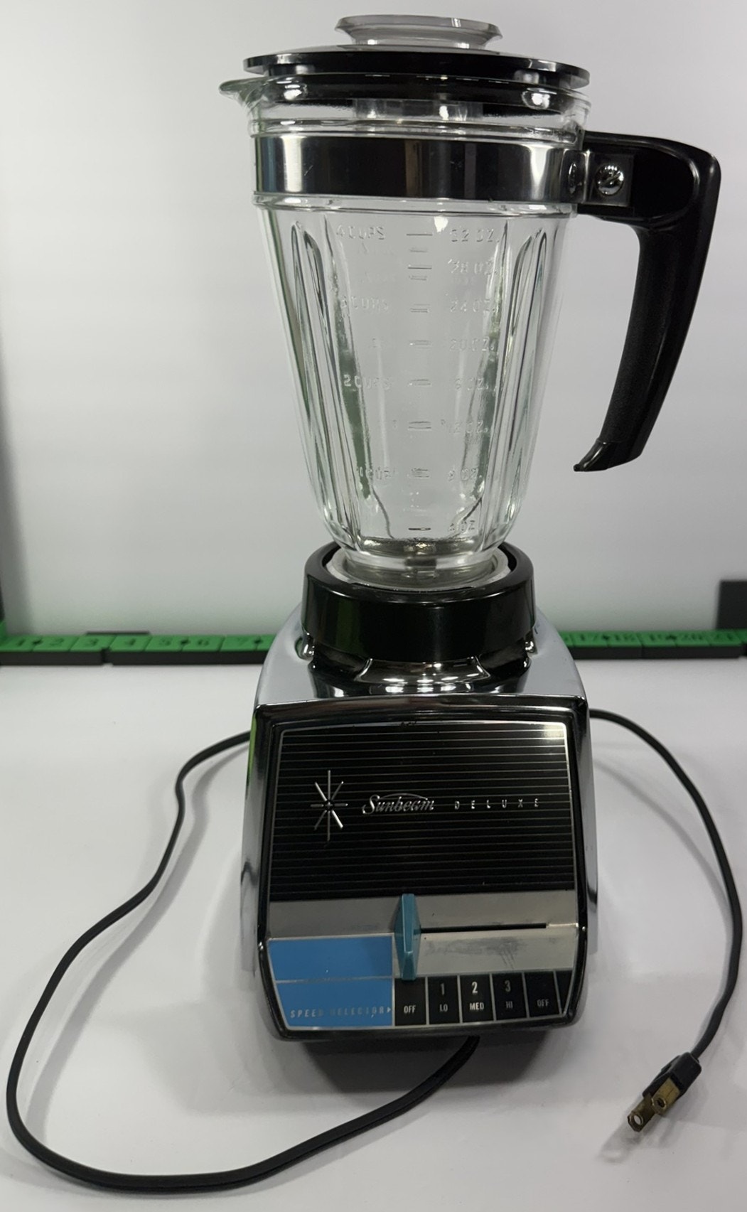 Vintage Sunbeam Deluxe 3 Speed Blender 1960s Model 300A Chrome Turquois Black