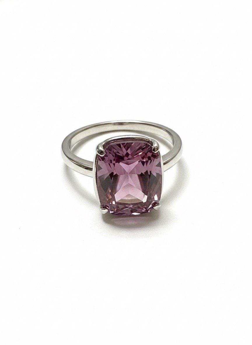 Swarovski Silver Rhodium Plated Ring Size 9 with Purple Swarovski Oval Cut Stone