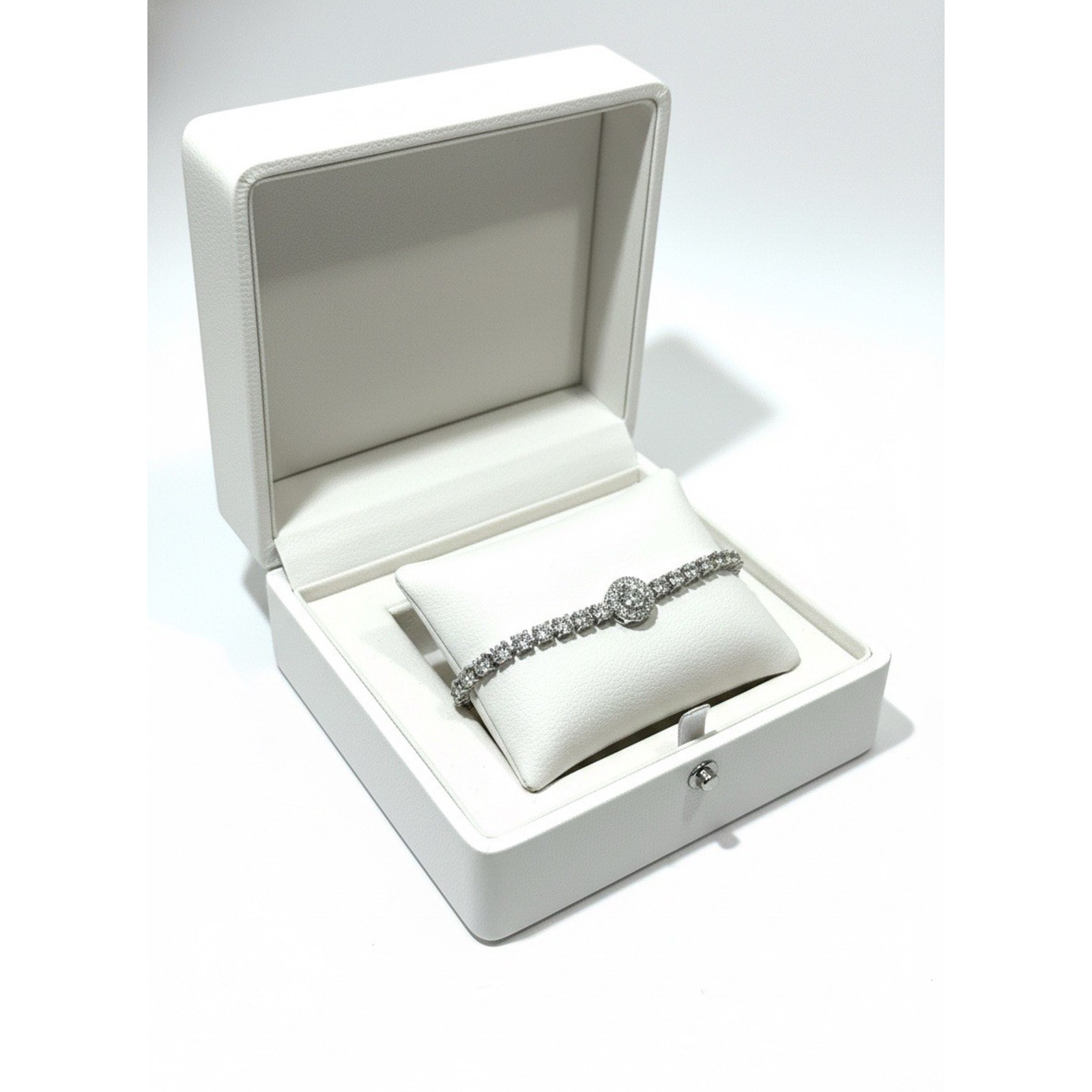 Certified Bracelet Round Cut Real Moissanite Diamond 925 Sterling Silver