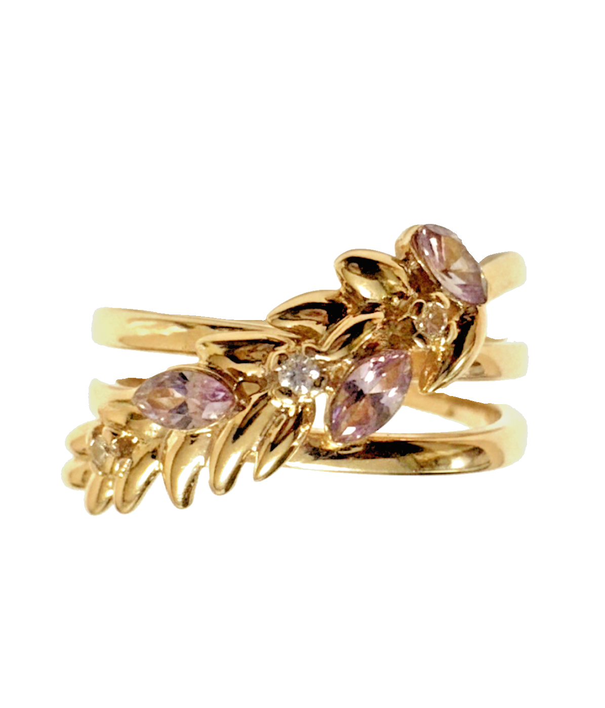 Gold Plated Swarowski Braided Ring for Women Open Size Expandable Adjustable