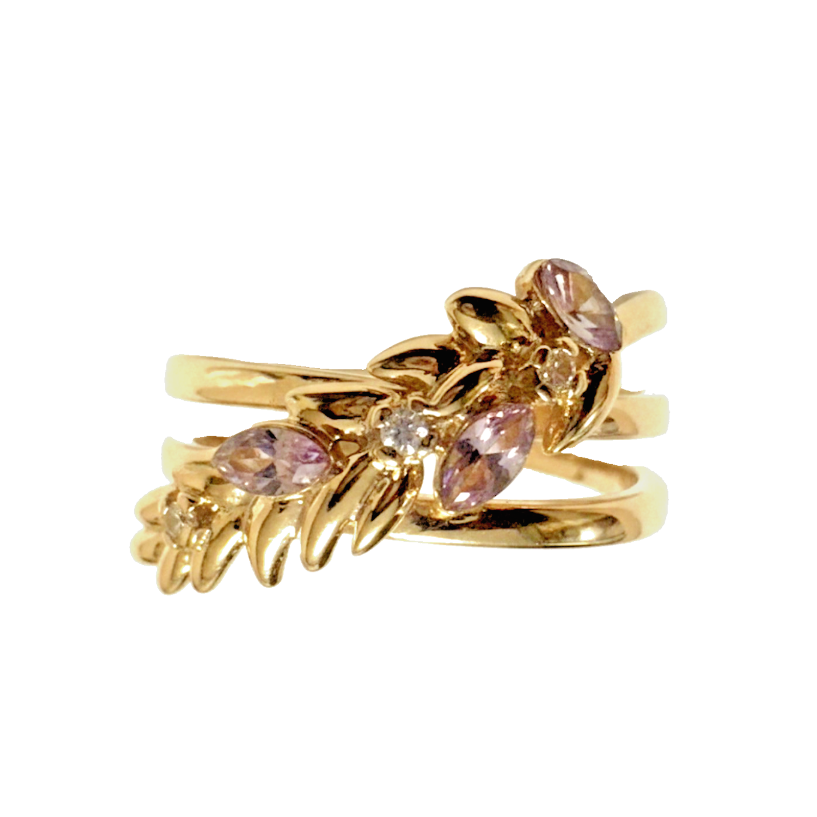 Gold Plated Swarowski Braided Ring for Women Open Size Expandable Adjustable