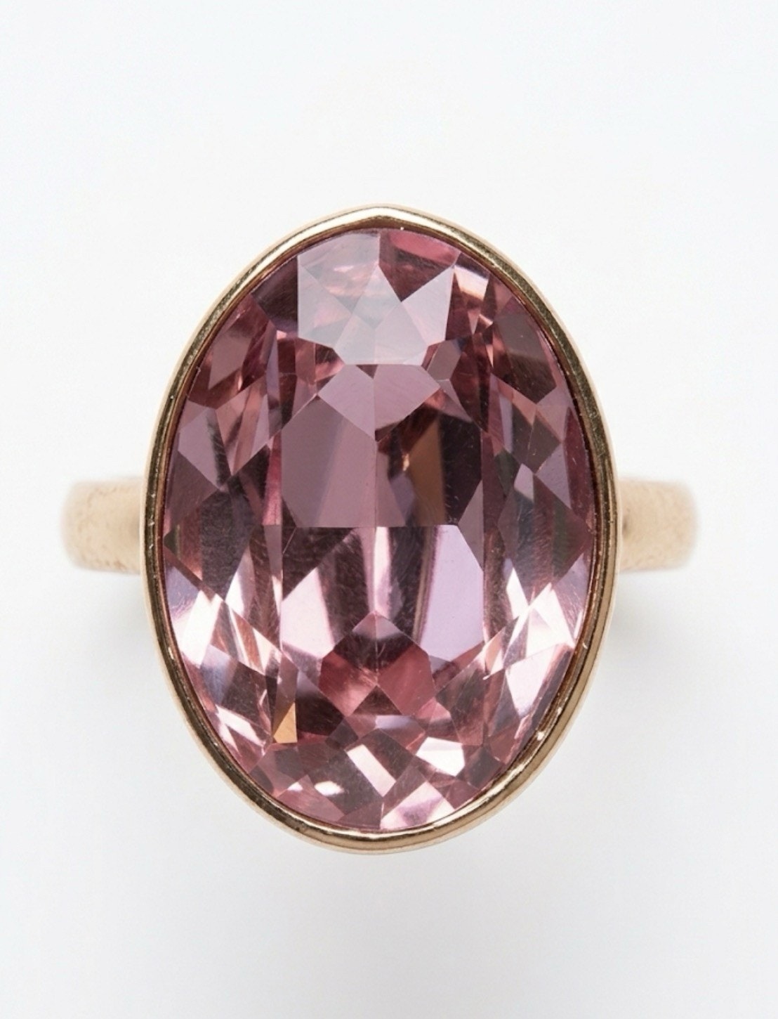 Exquisite Statement Ring: Oversized Oval Pink Solitaire Ring Size 8.5