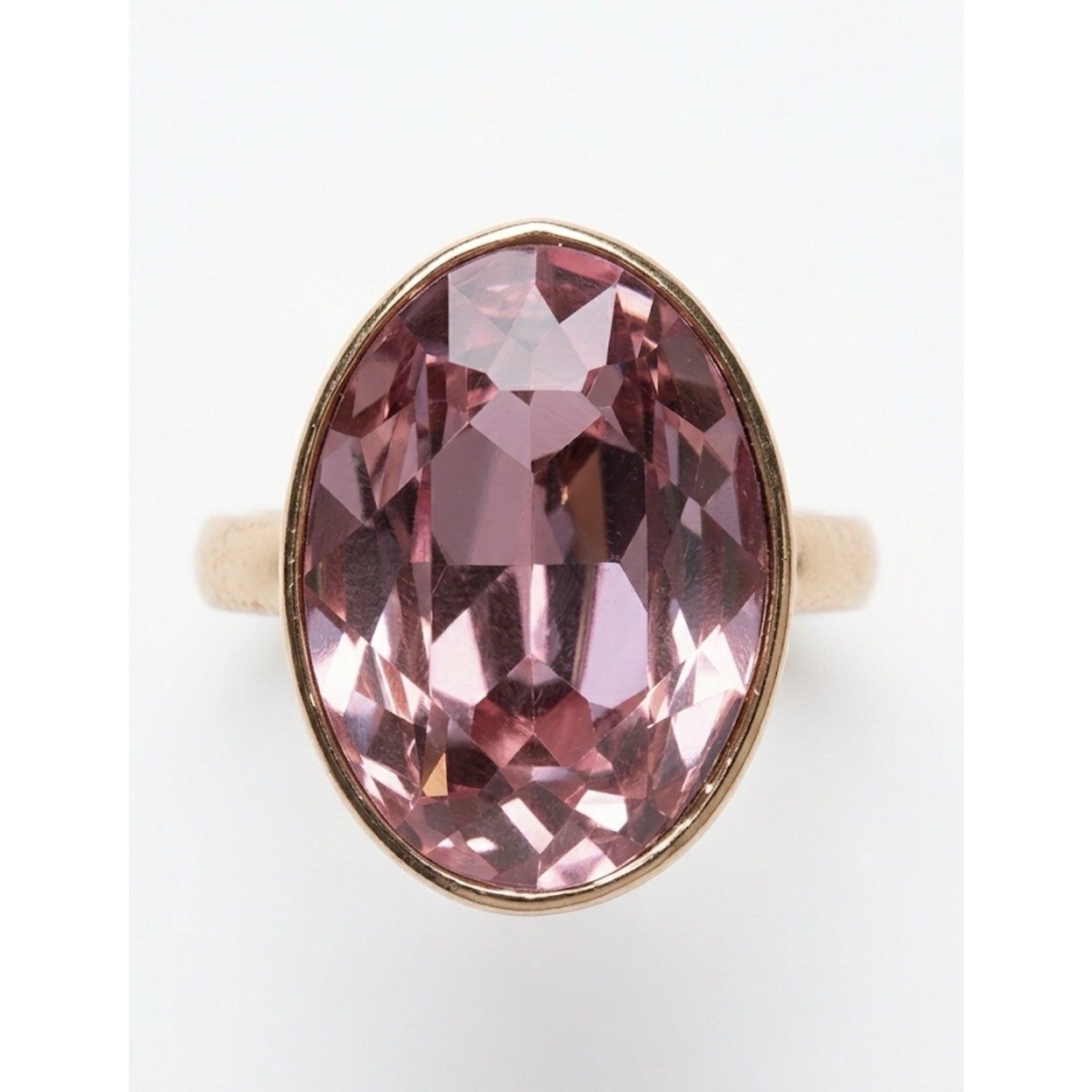 Exquisite Statement Ring: Oversized Oval Pink Solitaire Ring Size 8.5
