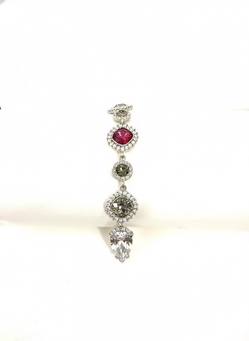 Women’s Silverstone Cubic Zirconia and Red Multicolored Gemstone Bracelet