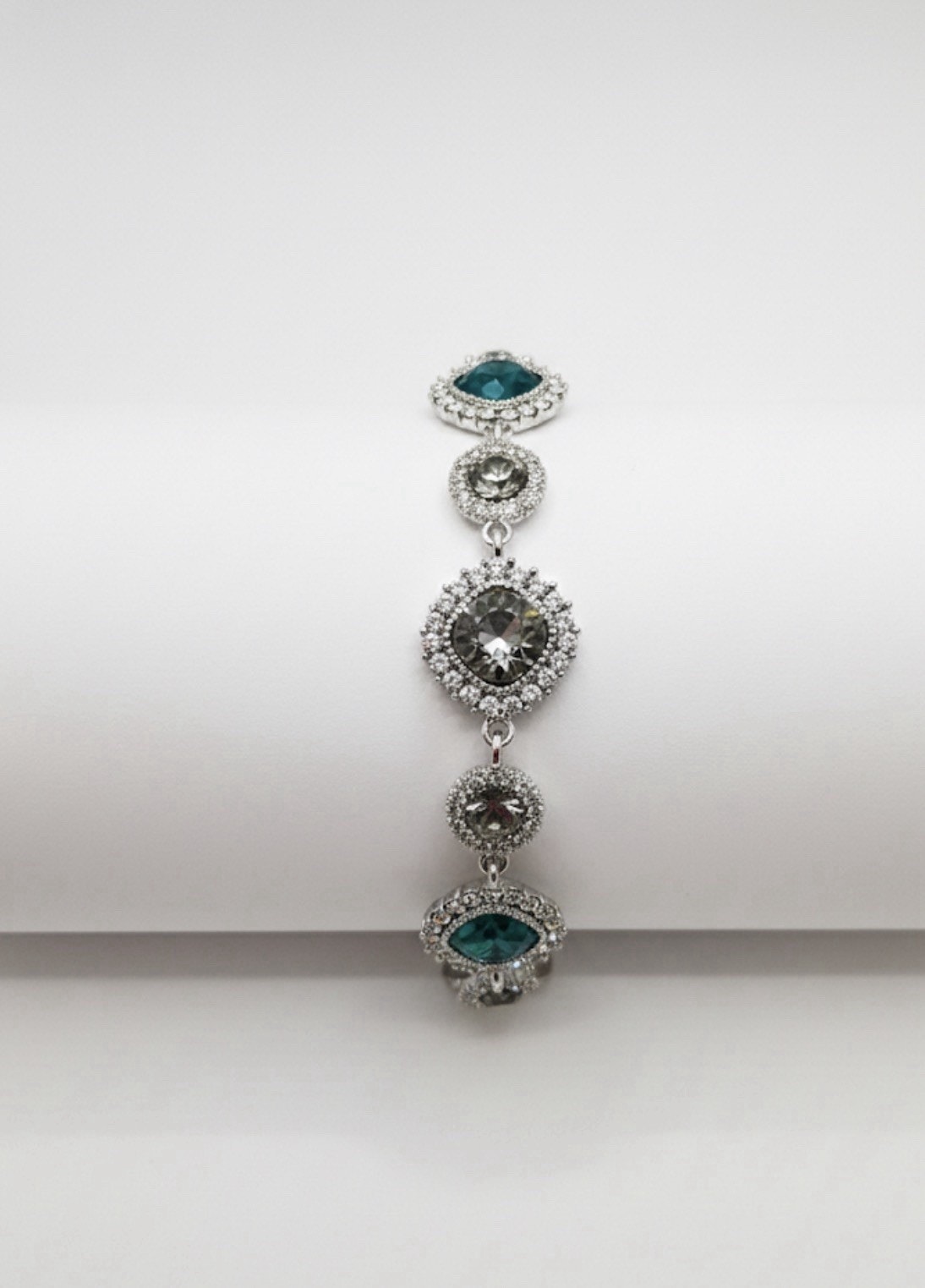 Women’s Silverstone Cubic Zirconia and Green Multicolored Gemstone Bracelet