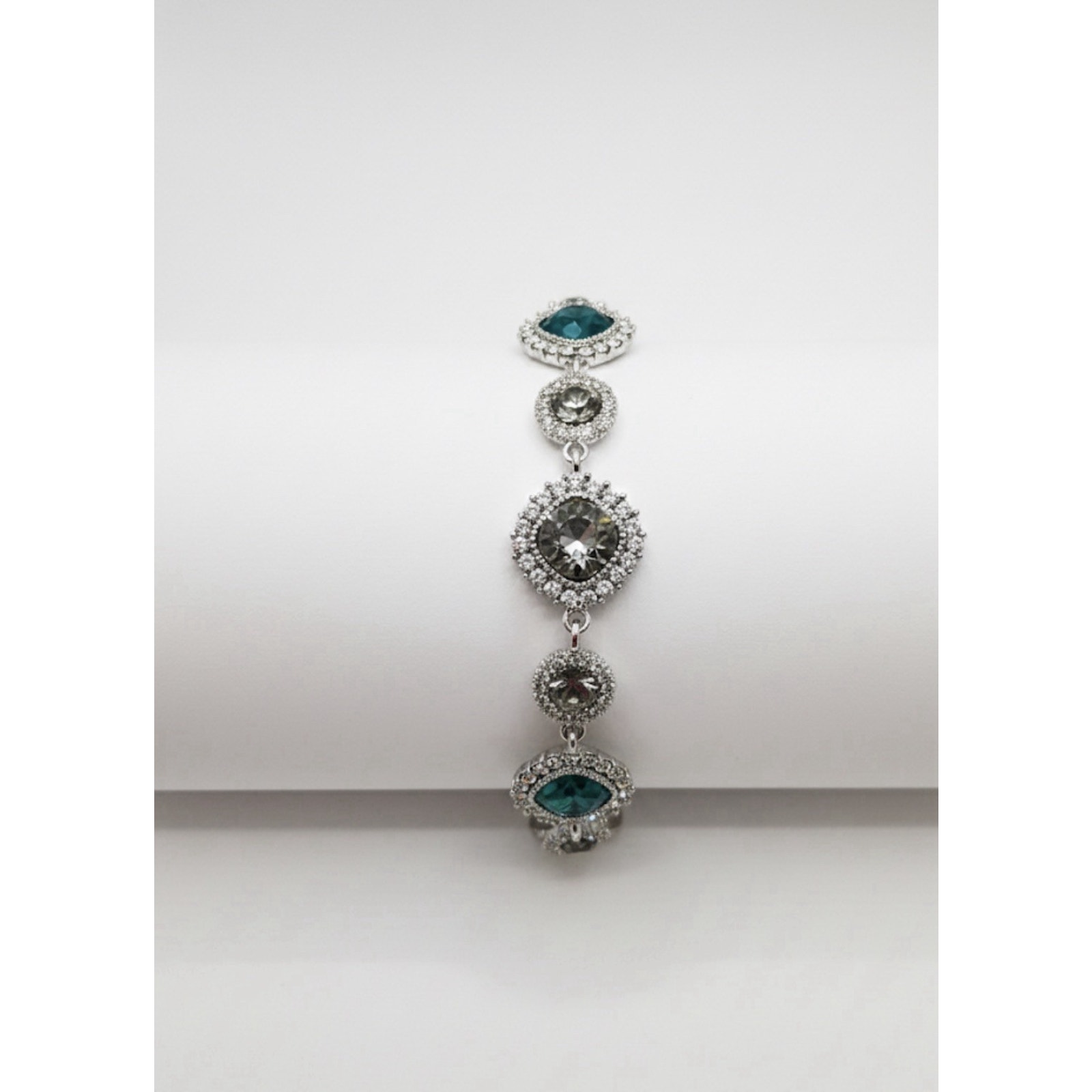 Women’s Silverstone Cubic Zirconia and Green Multicolored Gemstone Bracelet