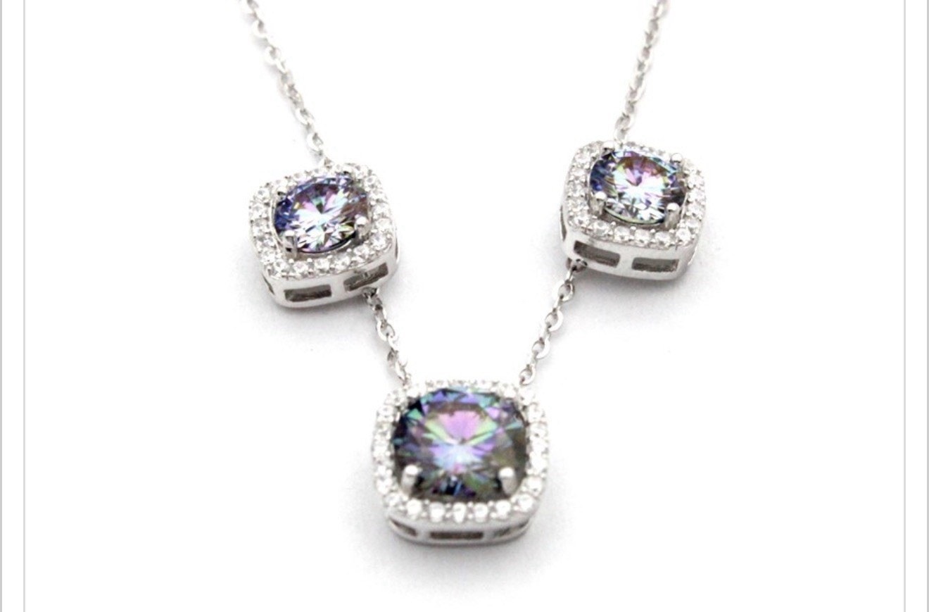Stunning 1.5ctw Rainbow Certified Moissanite & 925 Sterling Silver Jewelry Set