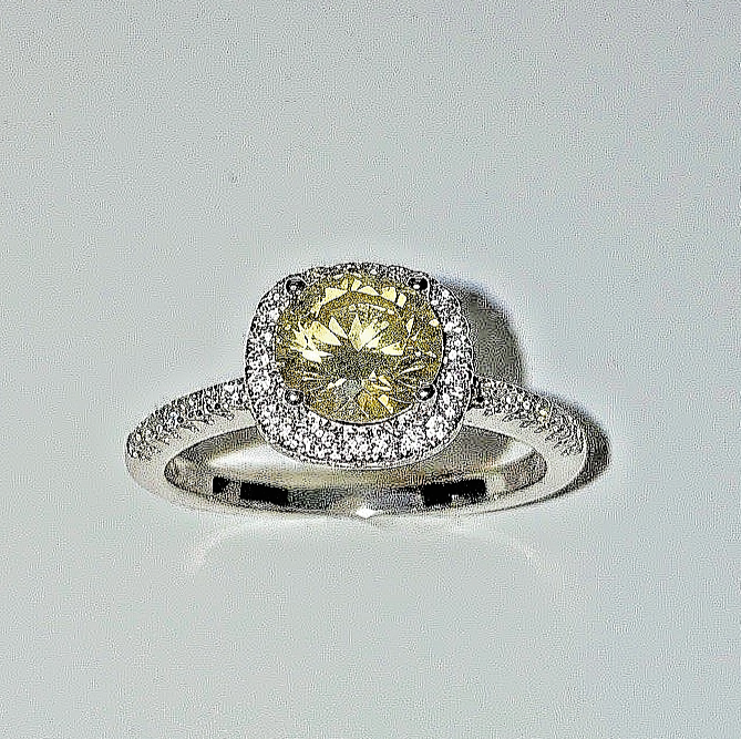 Elegant 1ct Yellow Moissanite Ring Brilliant Round Cut Adjustable 925 Silver