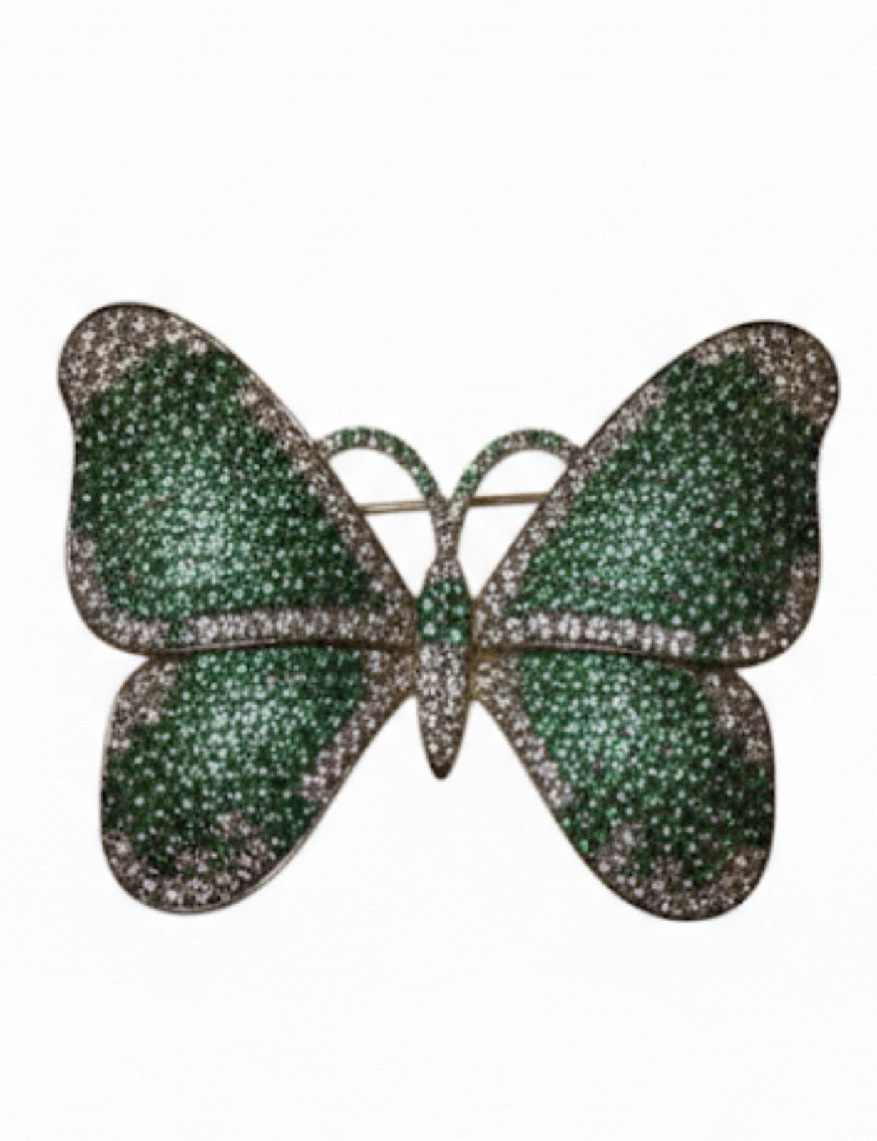 Elegant Gold Plated Butterfly Brooch Pin for Women Green & White Crystals