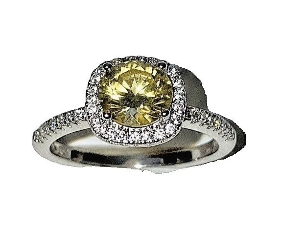 Elegant 1ct Yellow Moissanite Ring Brilliant Square Cut Adjustable 925 Silver