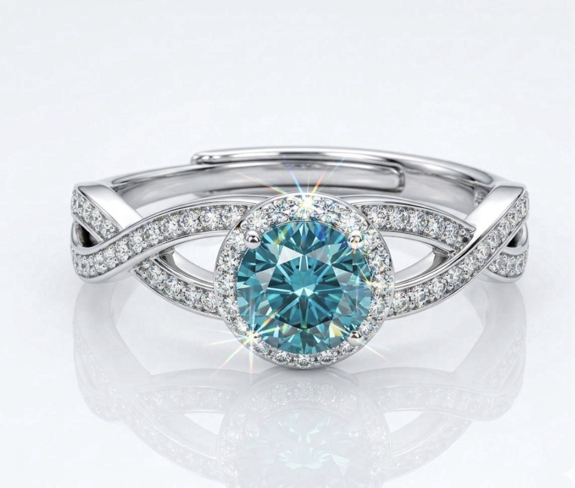 Exquisite 0.5ct Mystic Moissanite Halo Statement Ring DColor VVS1 AdjustableSize