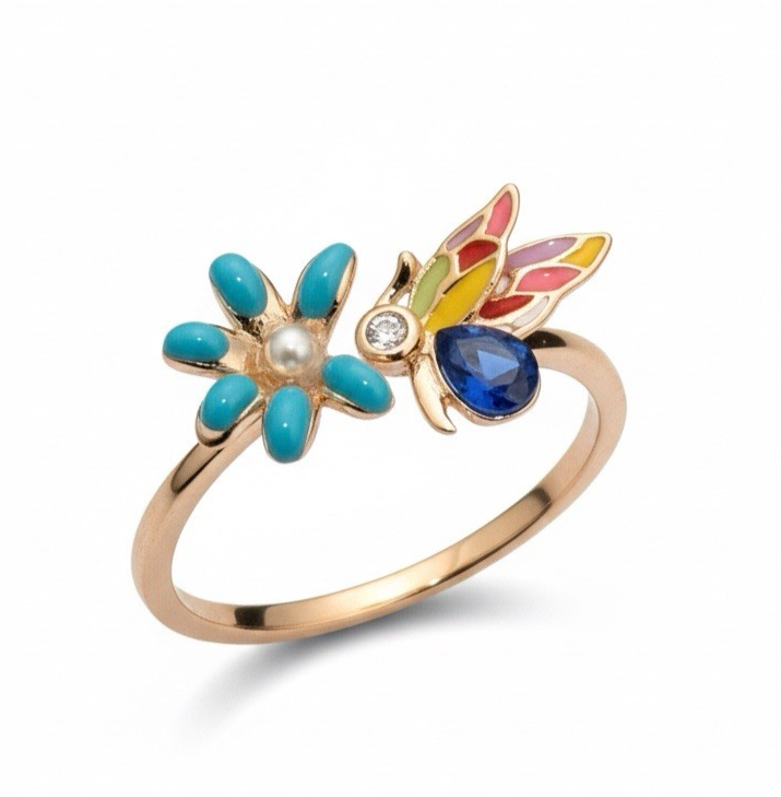 Swarovski Flower Gold Tone Multicolor Swarowski Stones One Size Women’s Ring New