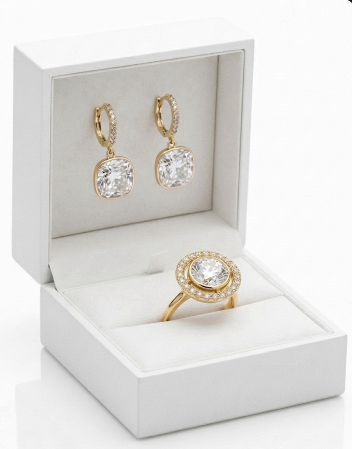 Women’s Swarovski Earrings and Ring Set Size 7