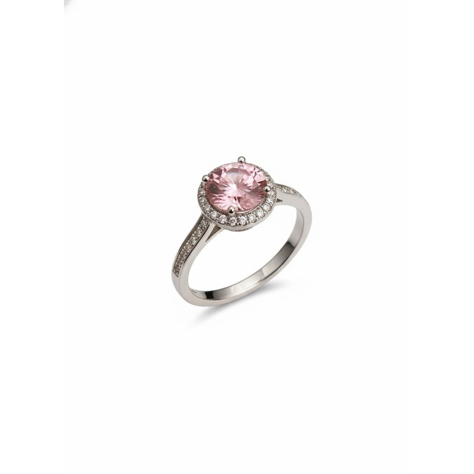 Elegant 1ct Pink Moissanite Halo Ring Brilliant Halo Cut Adjustable 925 Silver