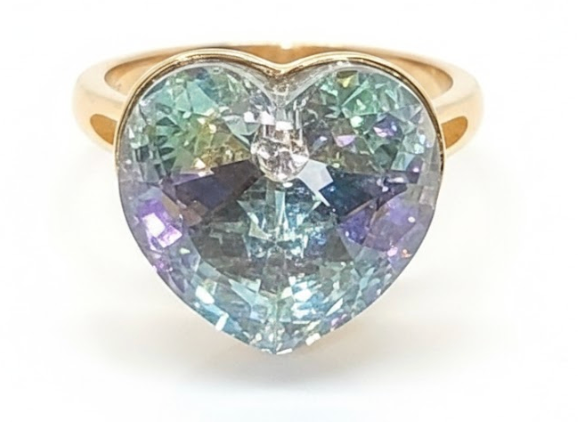 Gorgeous Women’s Swarovski Purple Heart Shaped Sapphire Ring Size 10