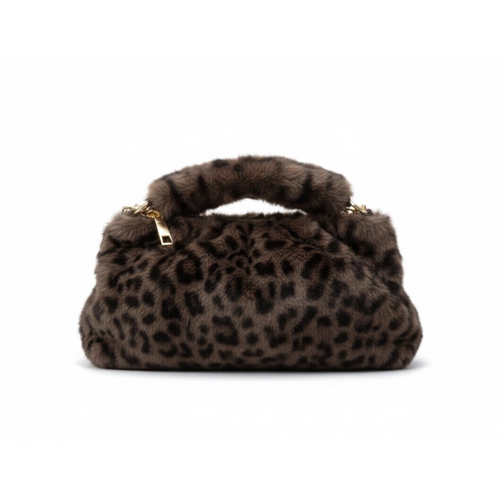 Chic Leopard Print Faux Fur Hand Bag | Plush Animal Print Shoulder Purse
