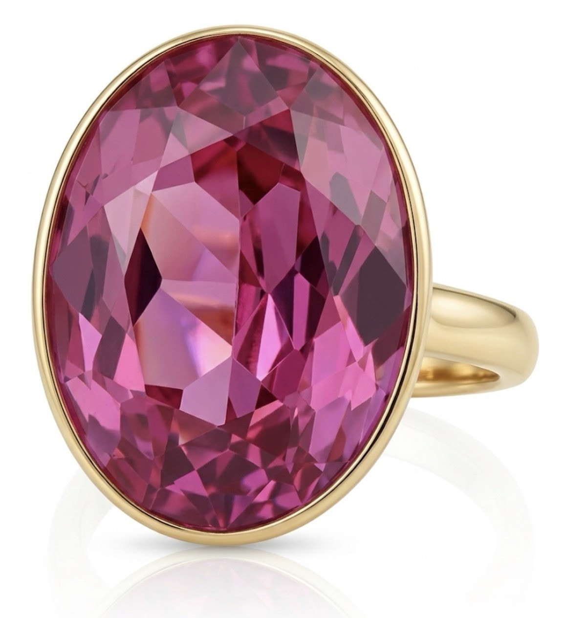 Exquisite Statement Ring: Oversized Oval Pink Solitaire Ring Size 9.75
