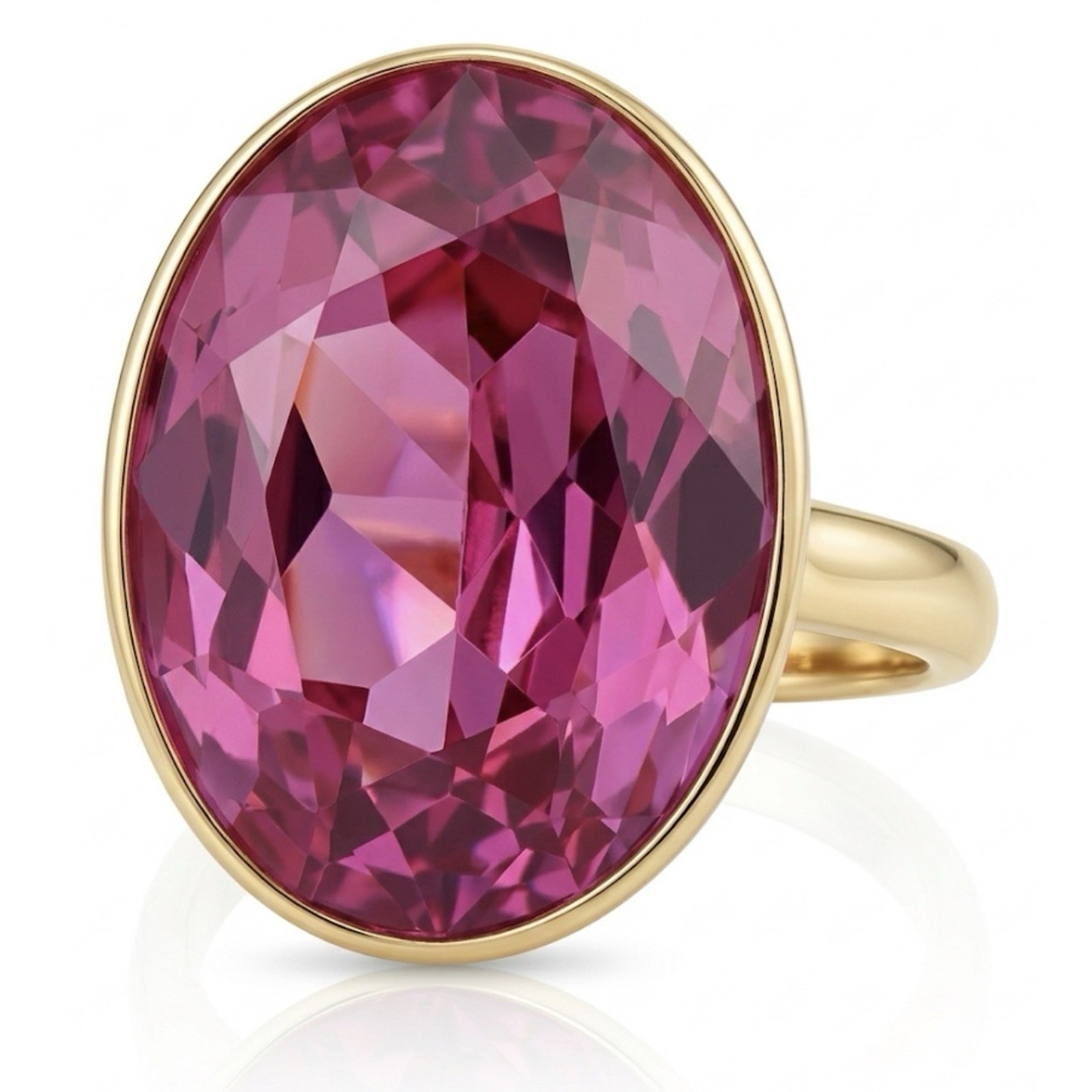 Exquisite Statement Ring: Oversized Oval Pink Solitaire Ring Size 9.75