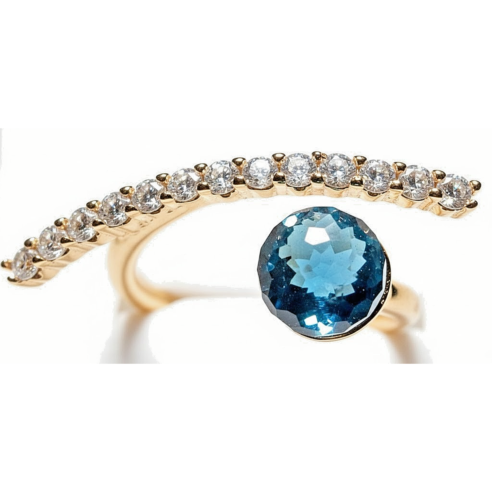 Swarovski Aurora Borealis Pearl Shaped Stone Goldstone Adjustable ring Size 6