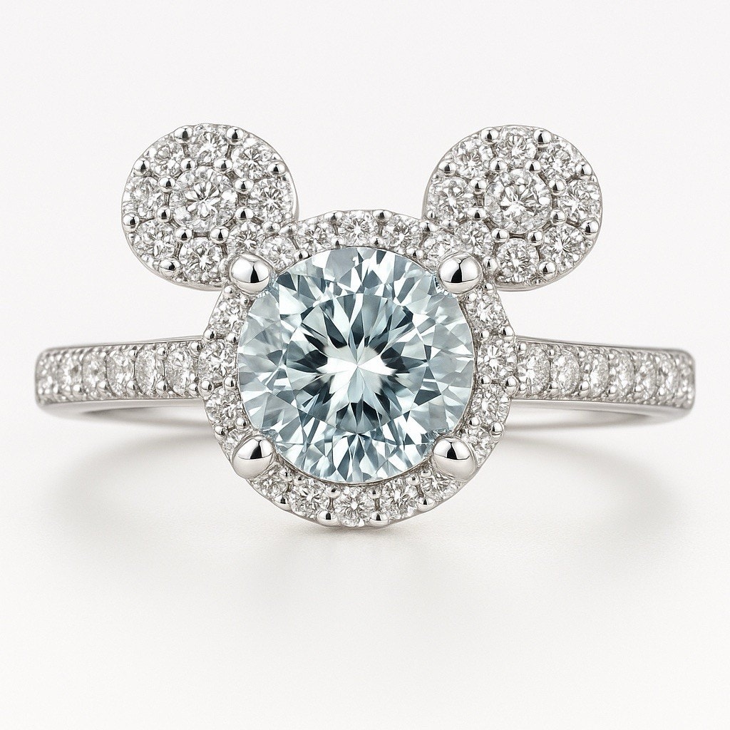 Enchanting MickeyMouse Moissanite 925 SterlingSilver 1.00CT Adjustable Size Ring