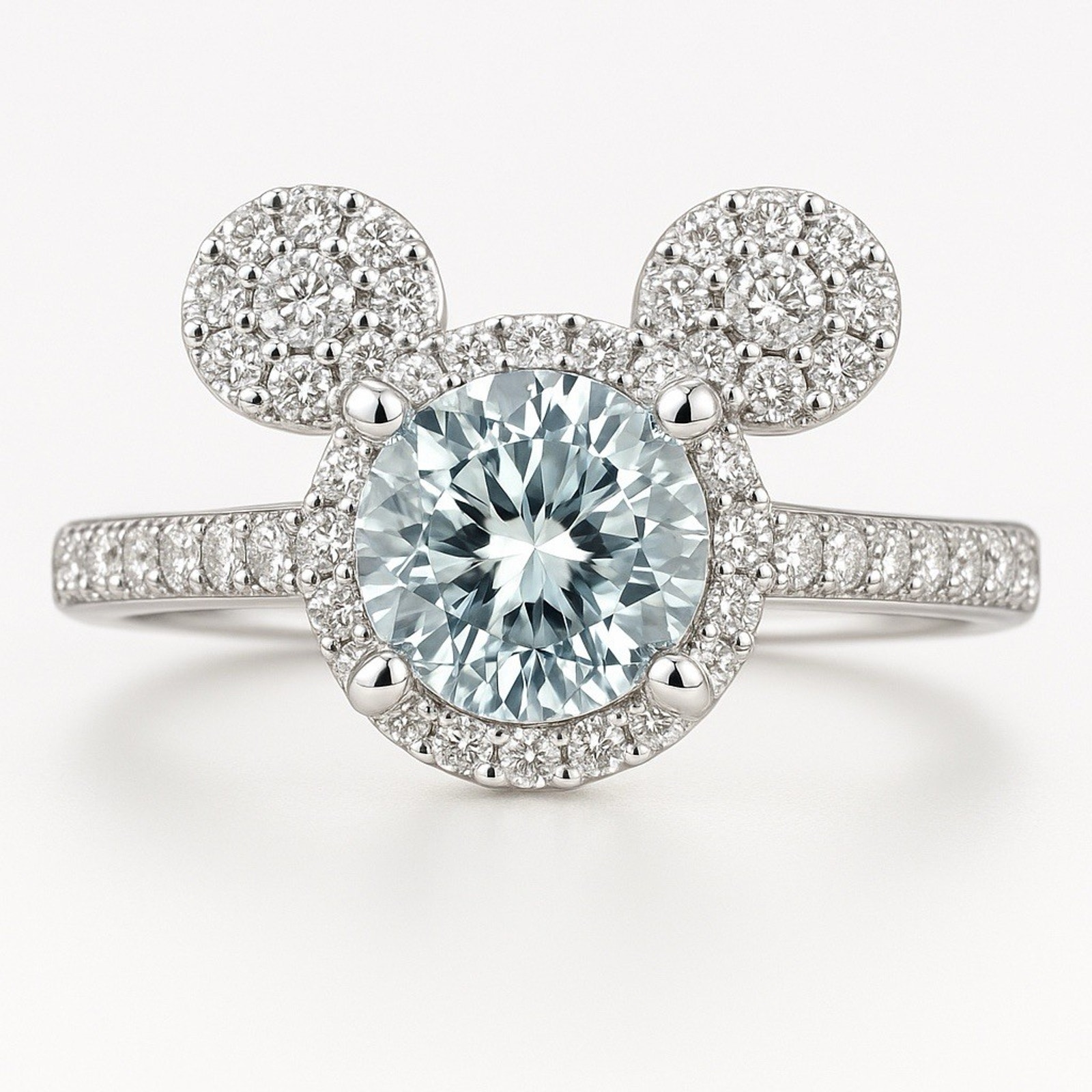 Enchanting MickeyMouse Moissanite 925 SterlingSilver 1.00CT Adjustable Size Ring