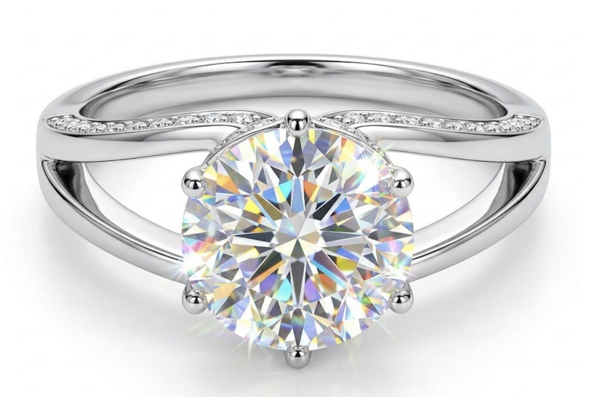 Moissanite Engagement Ring Solitaire 925S Silver 3CT Onesize