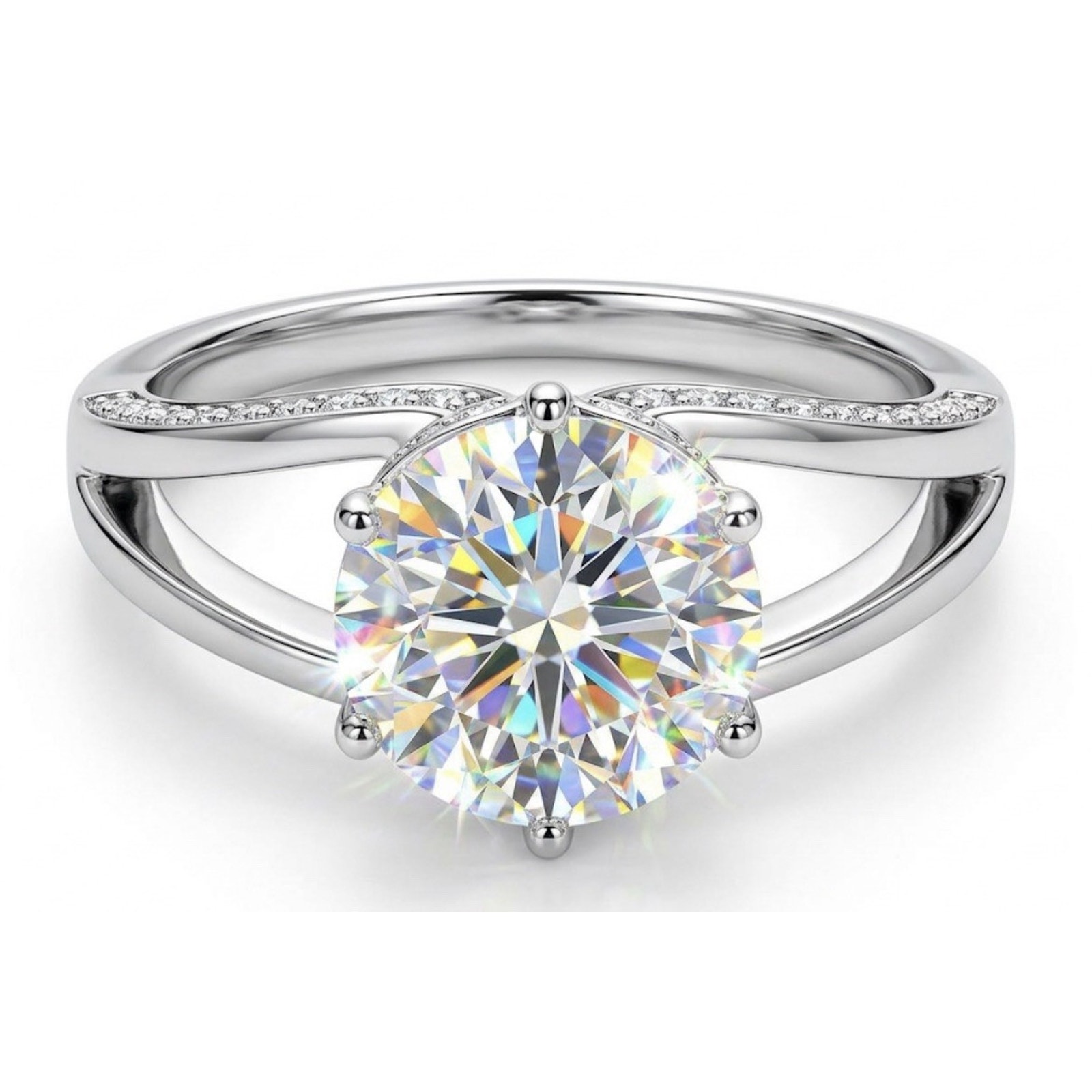 Moissanite Engagement Ring Solitaire 925S Silver 3CT Onesize