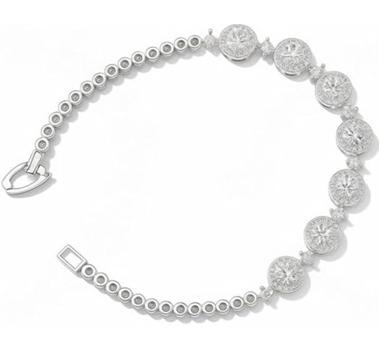 Moissanite Star Flower Women Bracelet Adjustable 925S Silver