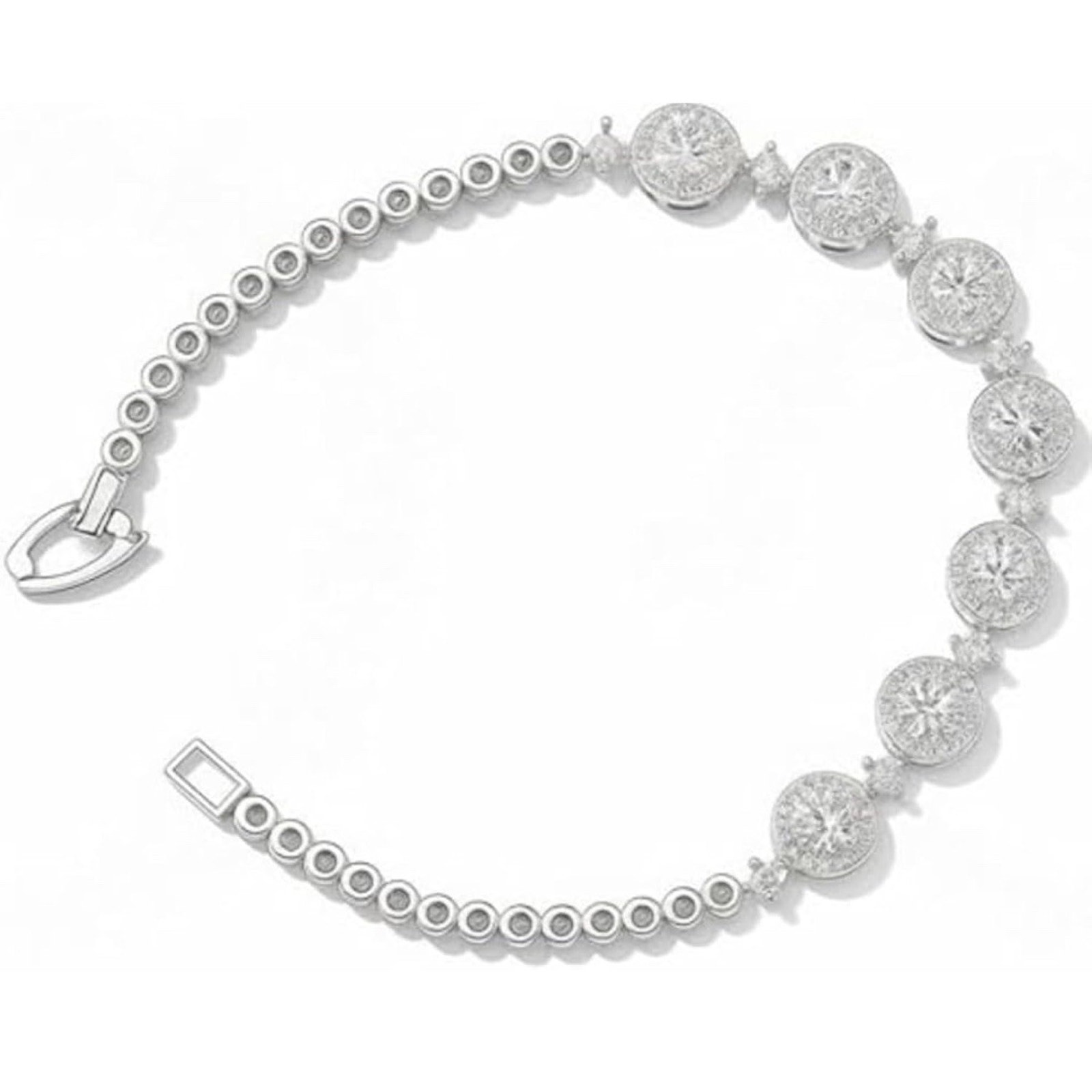 Moissanite Star Flower Women Bracelet Adjustable 925S Silver