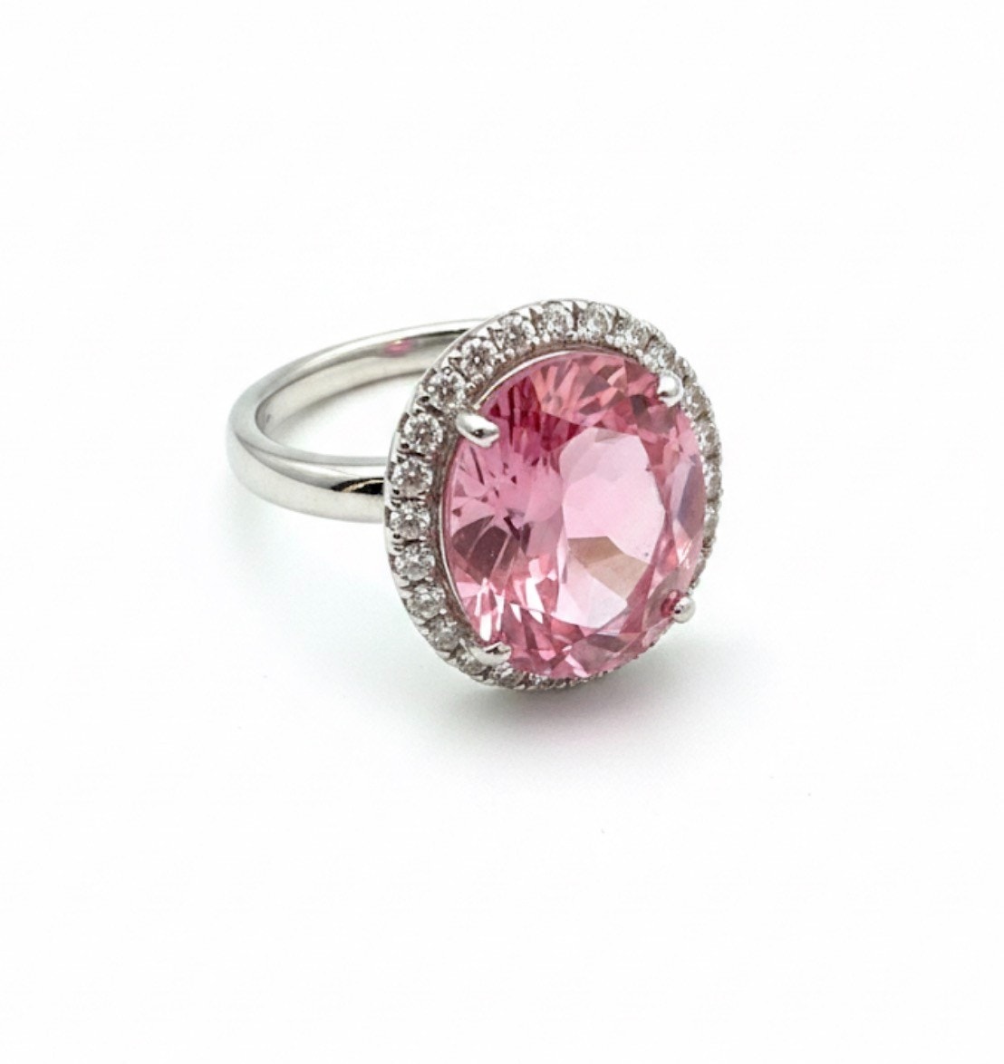 Gorgeous Women’s Swarovski Pink Silver Tone Ring Size 6.5