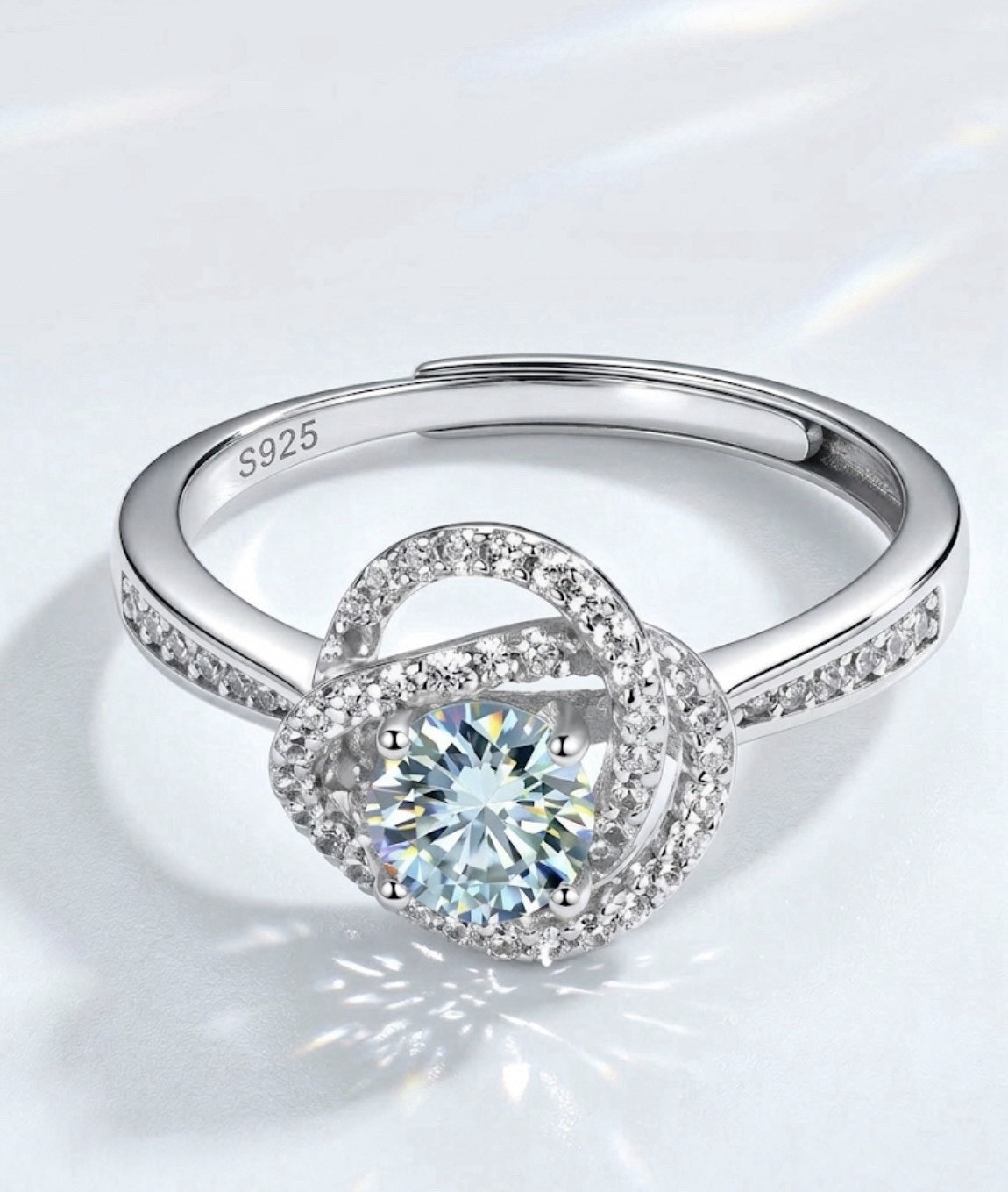 Stunning Moissanite 0.5ctw S925S Silver "Love Knot" Engagement Ring One size