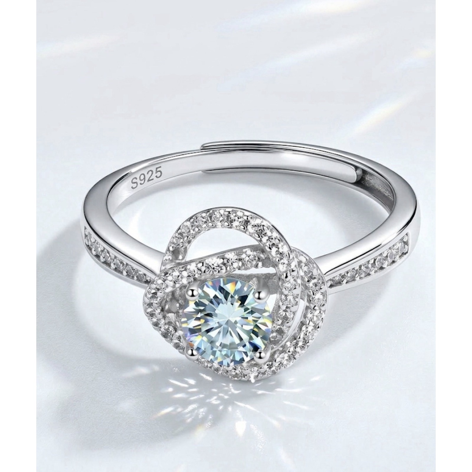 Stunning Moissanite 0.5ctw S925S Silver "Love Knot" Engagement Ring One size